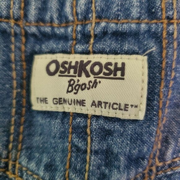 Vintage 80s OshKosh B’Gosh Denim Overall Dress Baby Girl Jumper Pink Hearts 12 M - Picture 4 of 6